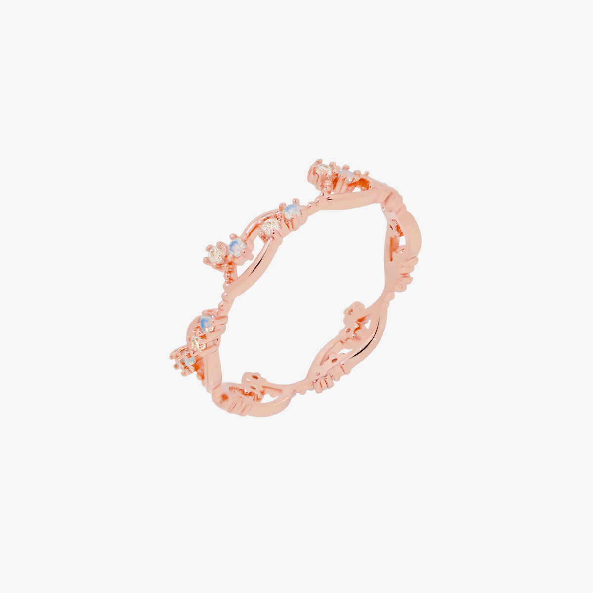 Wavy Moonstone & Cubic Ring